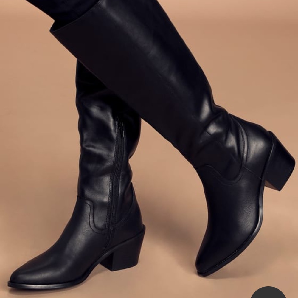 Dv by Dolce Vita Orphie Black Leather Pointed Toe Knee High Boots